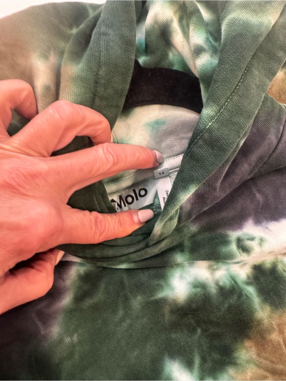Molo Green and White Tie-Dye Hoodie
